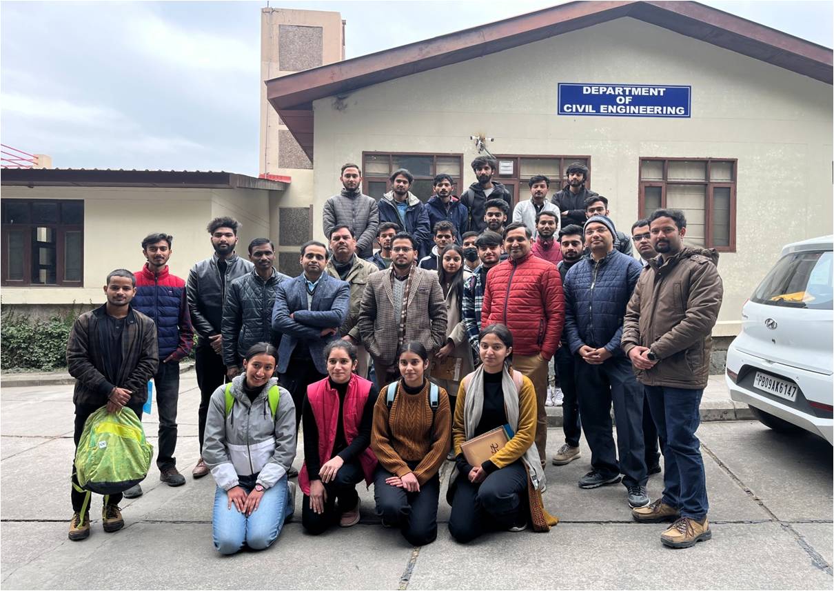 A delegation of 35 Students and 2 faculties from HPU, Shimla visited Department of Civil Engineering JUIT Waknaghat on 29th December 2022